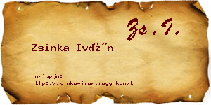 Zsinka Iván névjegykártya